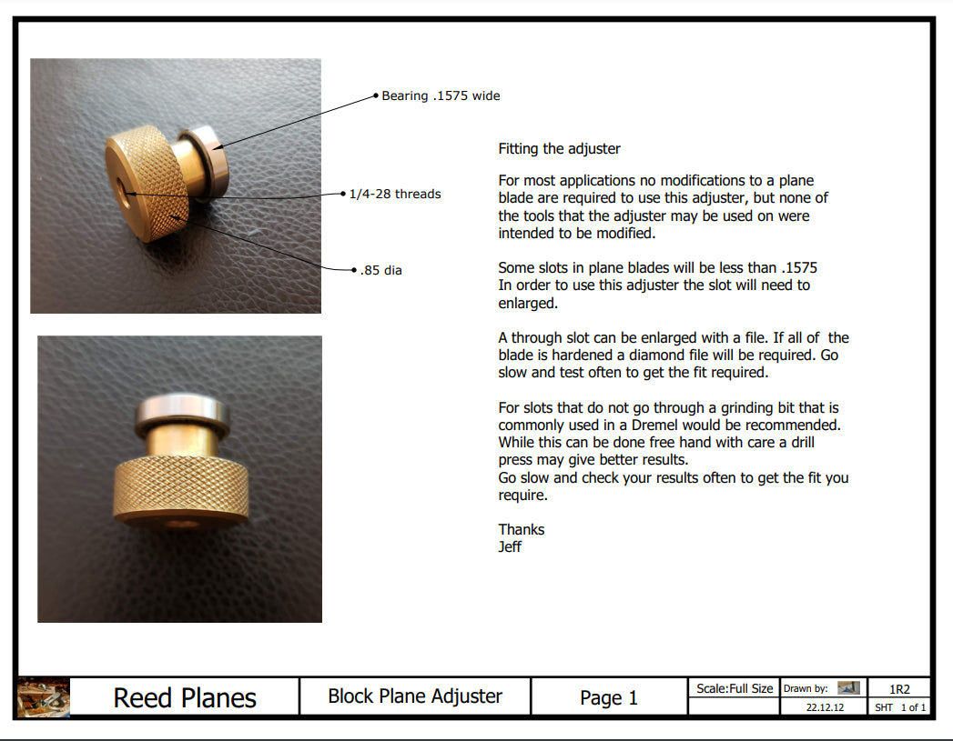 REED Bearing Depth Adjuster (Howard adjuster)