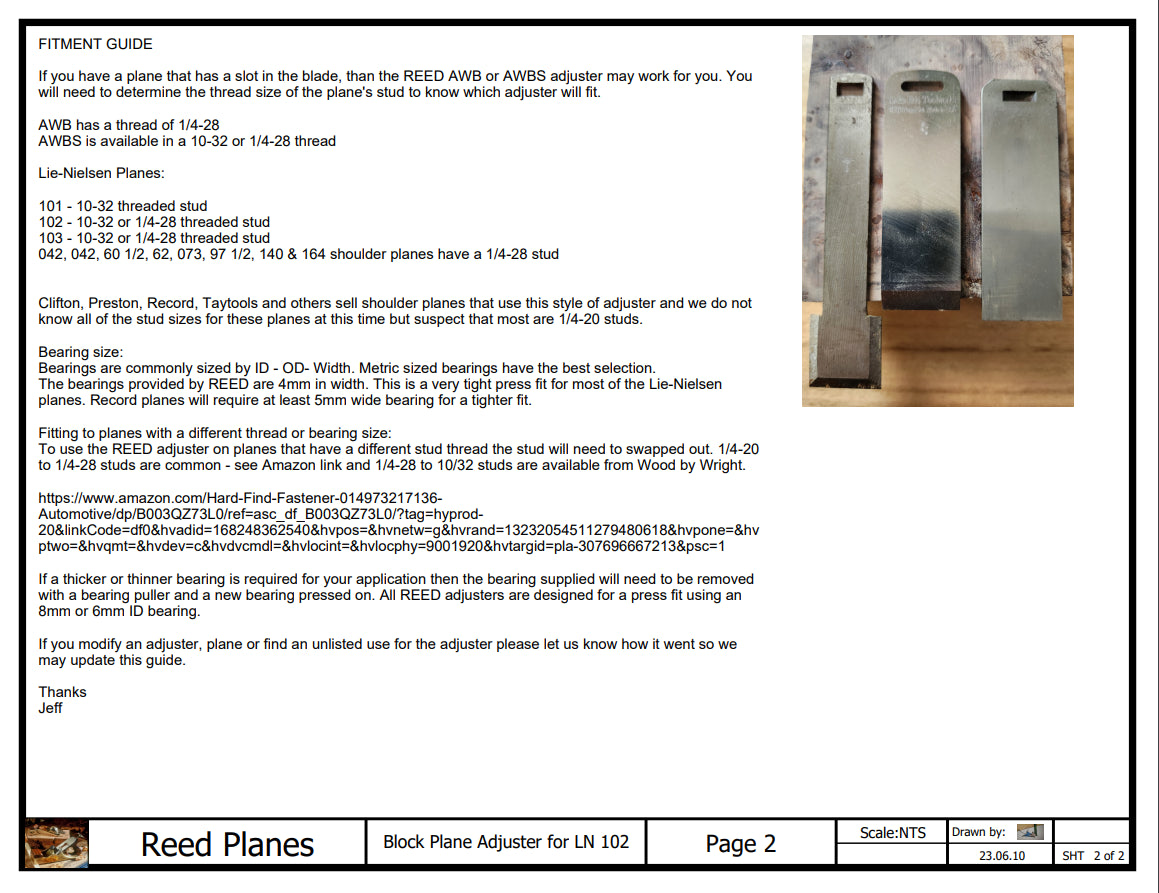 REED Bearing Depth Adjuster (Howard adjuster)